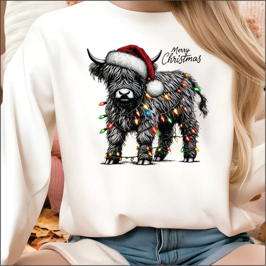 Highland Cow With Christmas Light