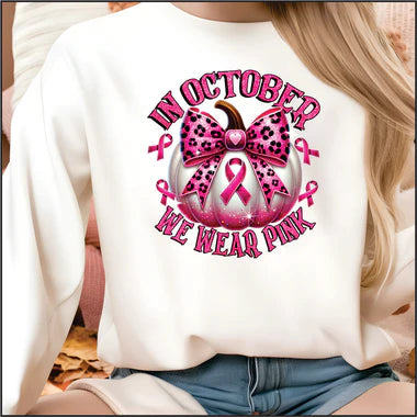 In October we Wear Pink Pumpkin with Ribbon